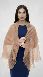 Orenburg Lace Down Shawl, Caramel