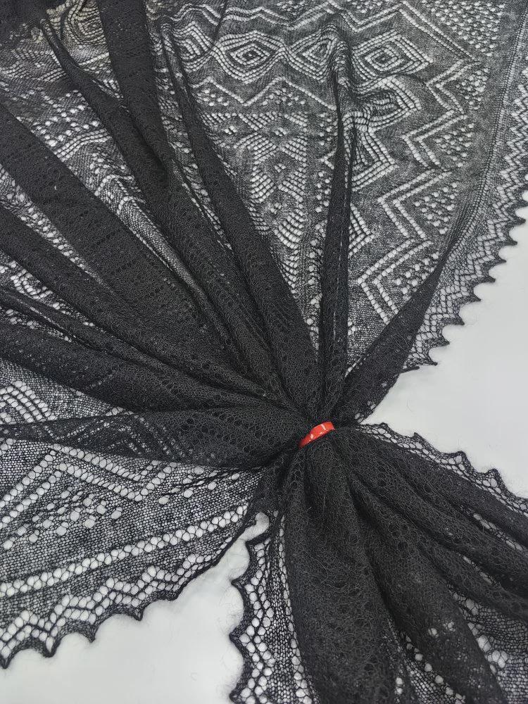 Orenburg Lace Down Shawl, Onyx