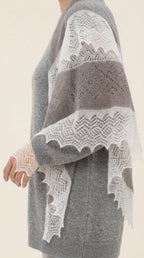 Orenburg Lace Down Shawl, Dove Grey/Ivory