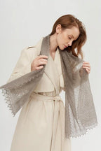 Orenburg Lace Down Stole, Dark Grey