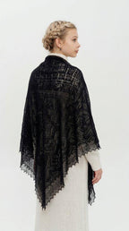 Orenburg Lace Down Shawl, Onyx