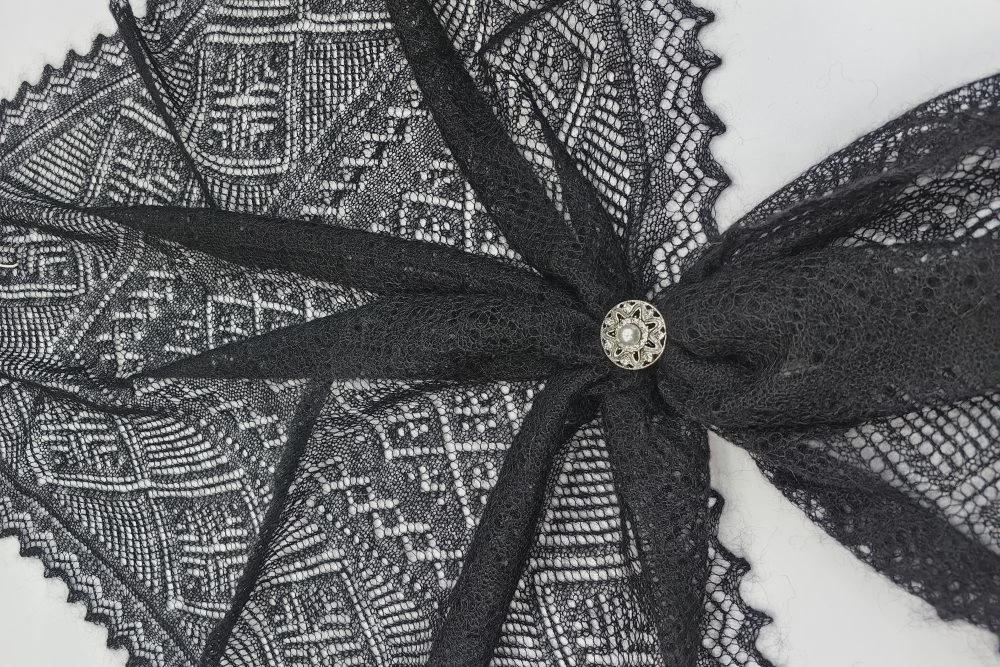 Authentic Orenburg Lace Shawl, Onyx