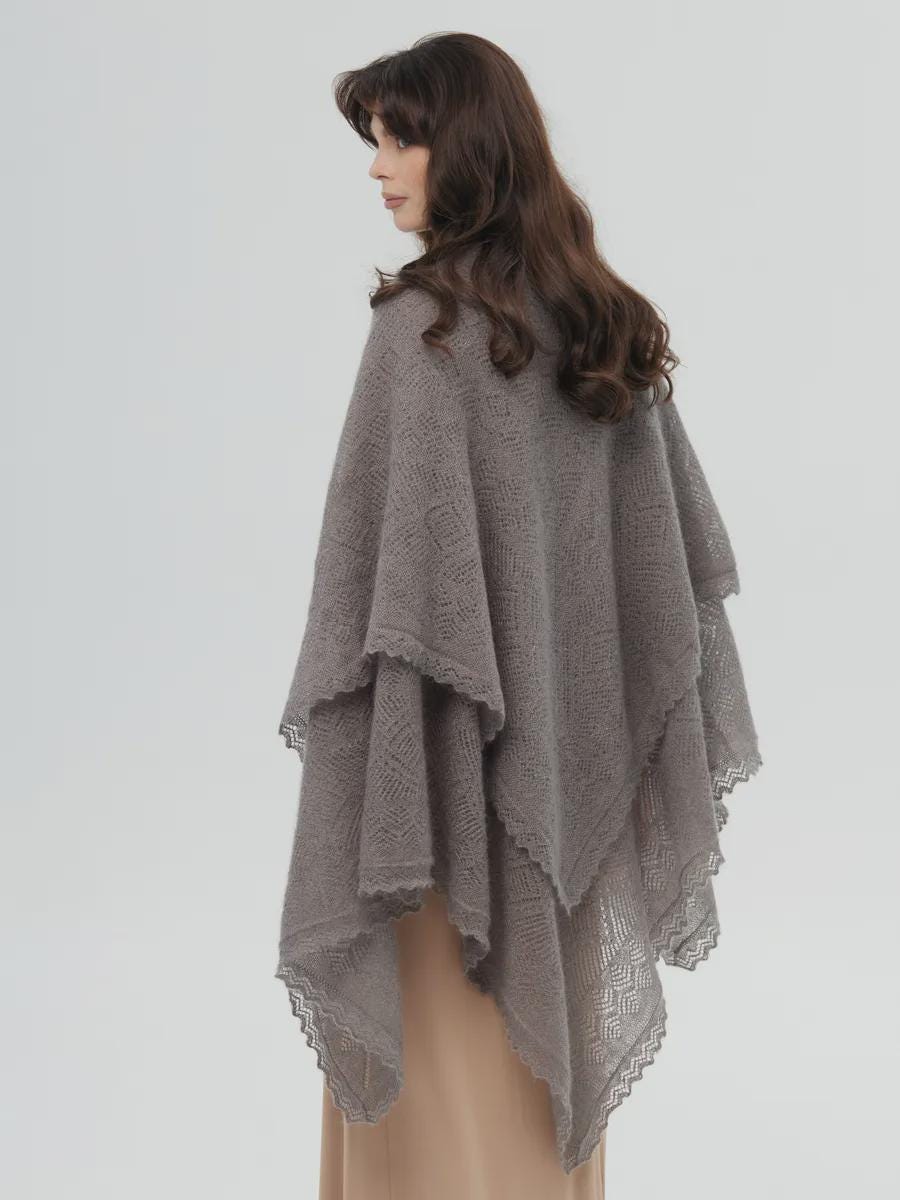 Orenburg Warm Down Shawl, Dark Gray