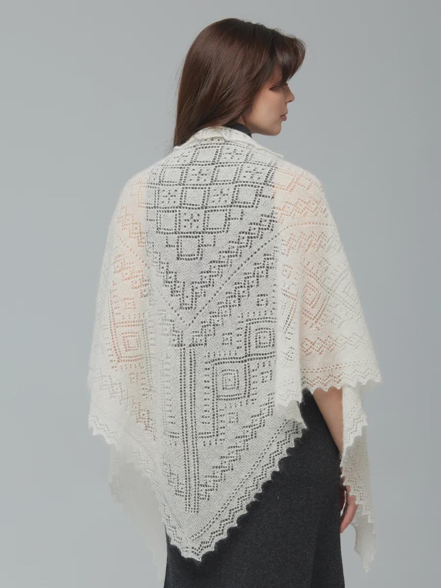 Orenburg Warm Down Shawl, Ivory
