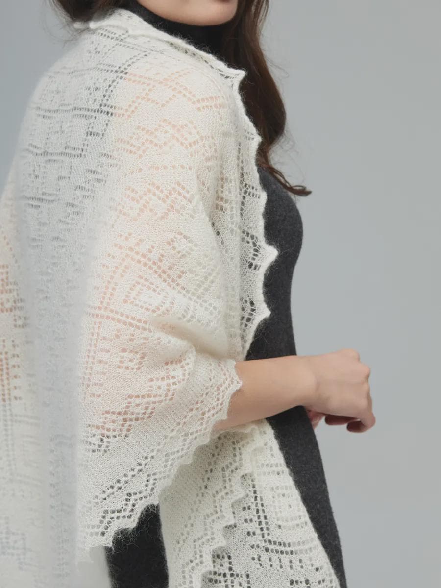 Orenburg Warm Down Shawl, Ivory