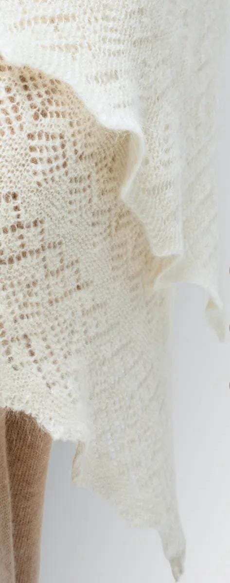 Orenburg Warm Down Shawl, Ivory
