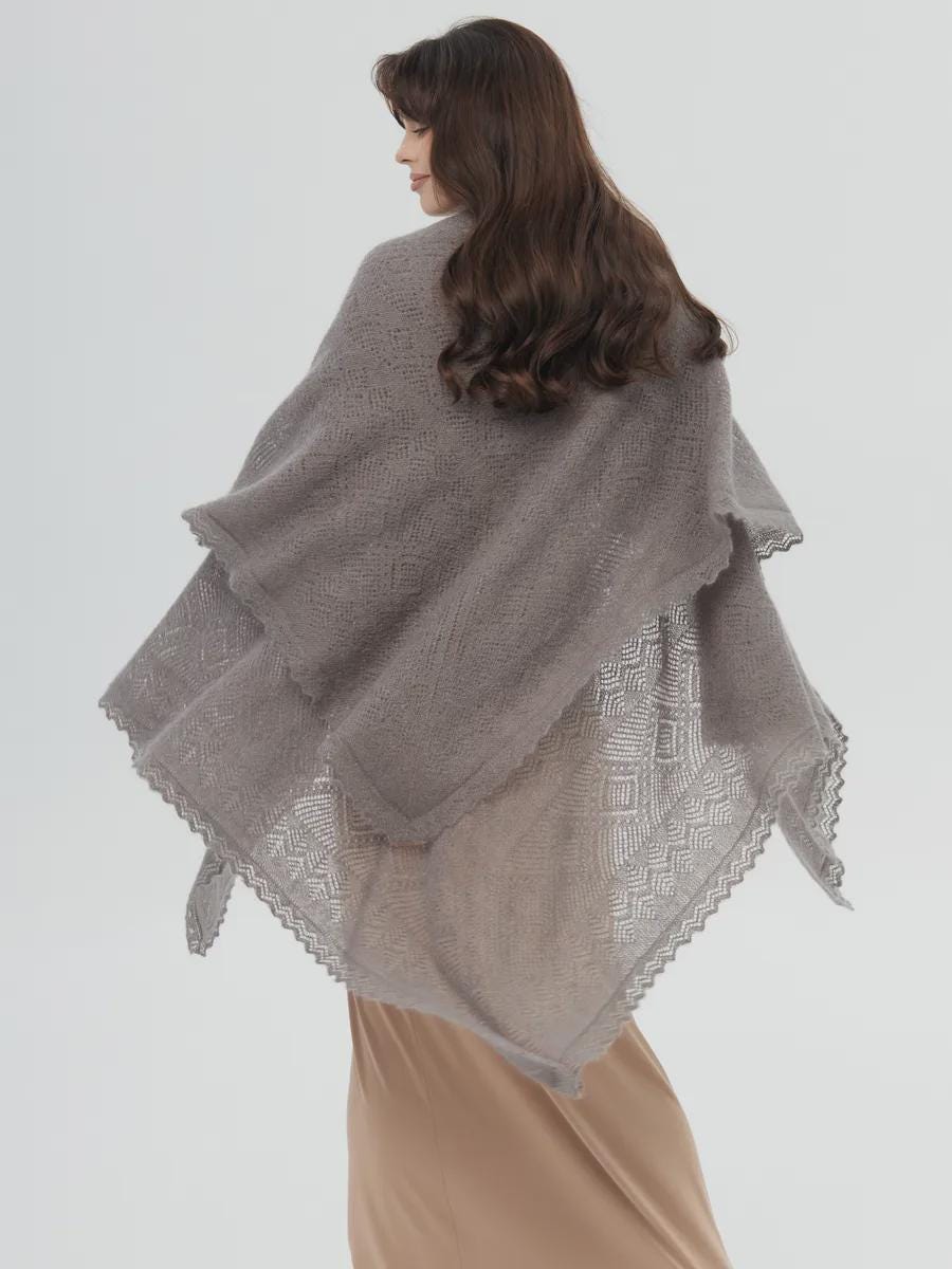 Orenburg Warm Down Shawl, Dark Gray