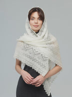Orenburg Warm Down Shawl, Ivory