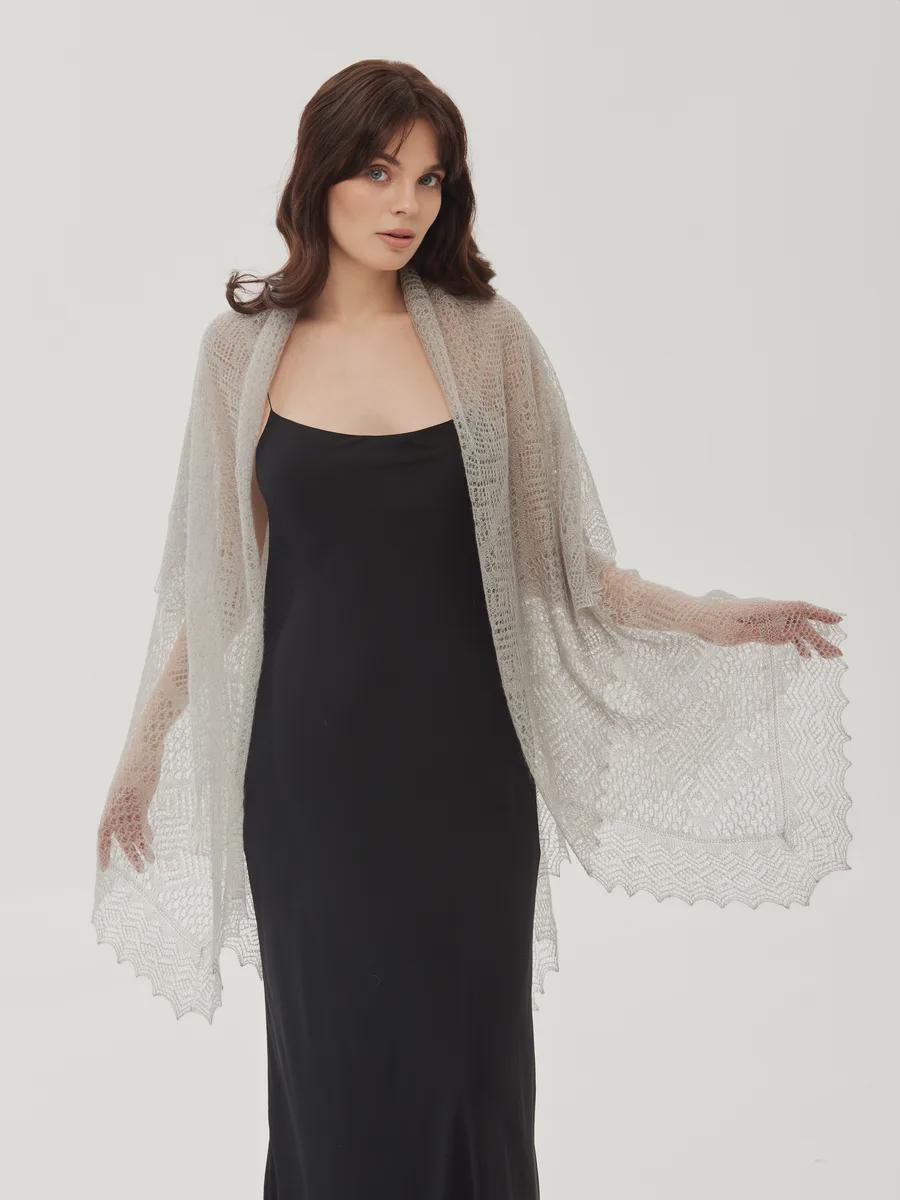 Orenburg Lace Down Shawl, Dove Grey