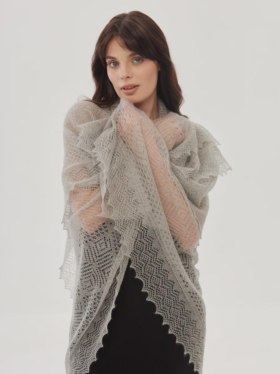 Orenburg Lace Down Shawl, Dove Grey