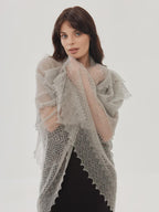 Orenburg Lace Down Shawl, Dove Grey