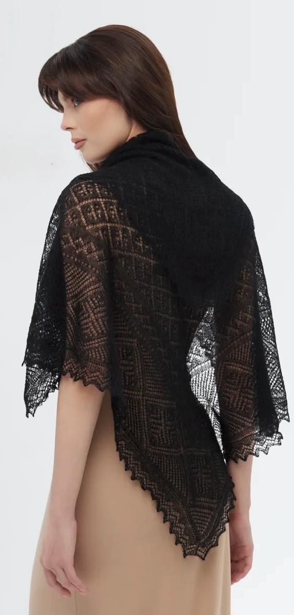 Authentic Orenburg Lace Shawl, Onyx